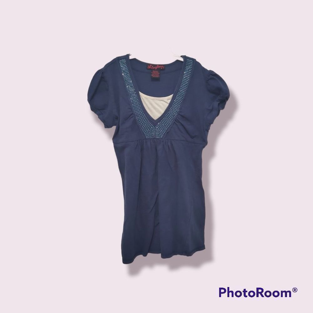 Lipgloss - Girls Size Small - Blue - Layered - Tie Back - Top